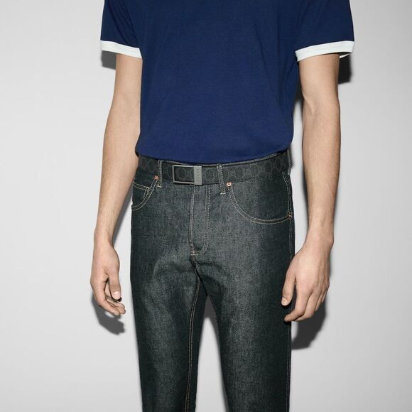 Gucci Black Gg Supreme Men's Belt Square Buckle 722370 90/38 - Picture 3 of 10